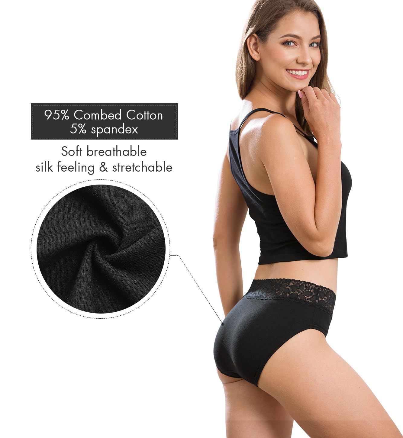Altheanray Women's Cotton Lace Bikini Panties 5 Pack — image 4