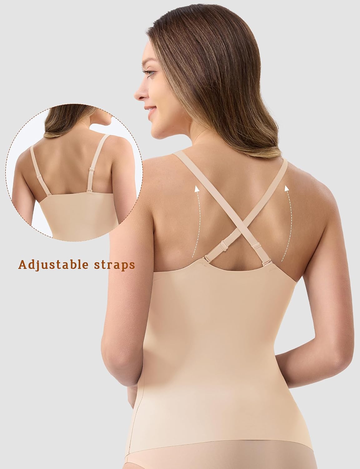 GXOULRRA Seamless V-Neck Camisole with Built-In Bra — image 4