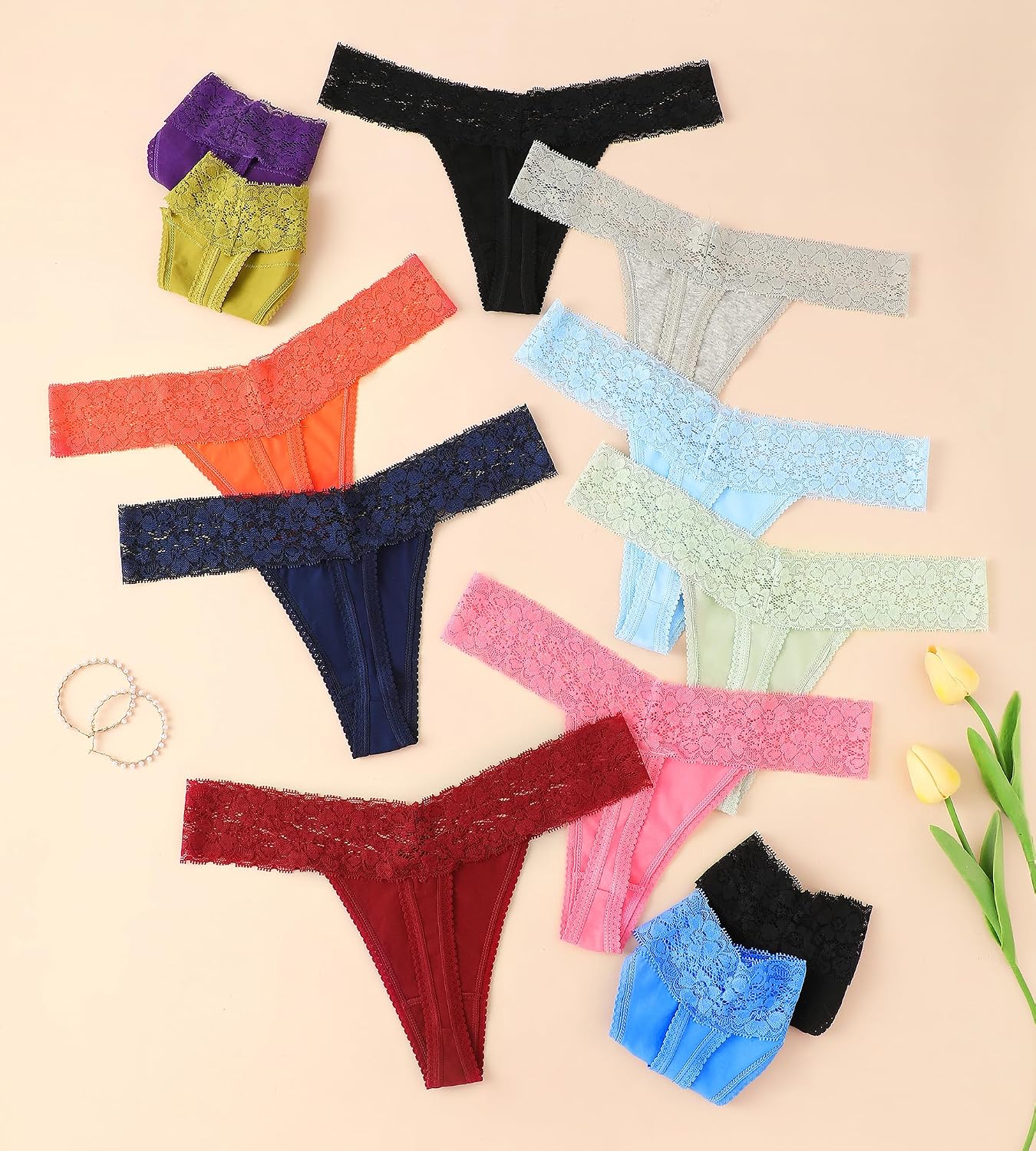 IROCUE Women's Cotton Lace Thong Pack — image 6