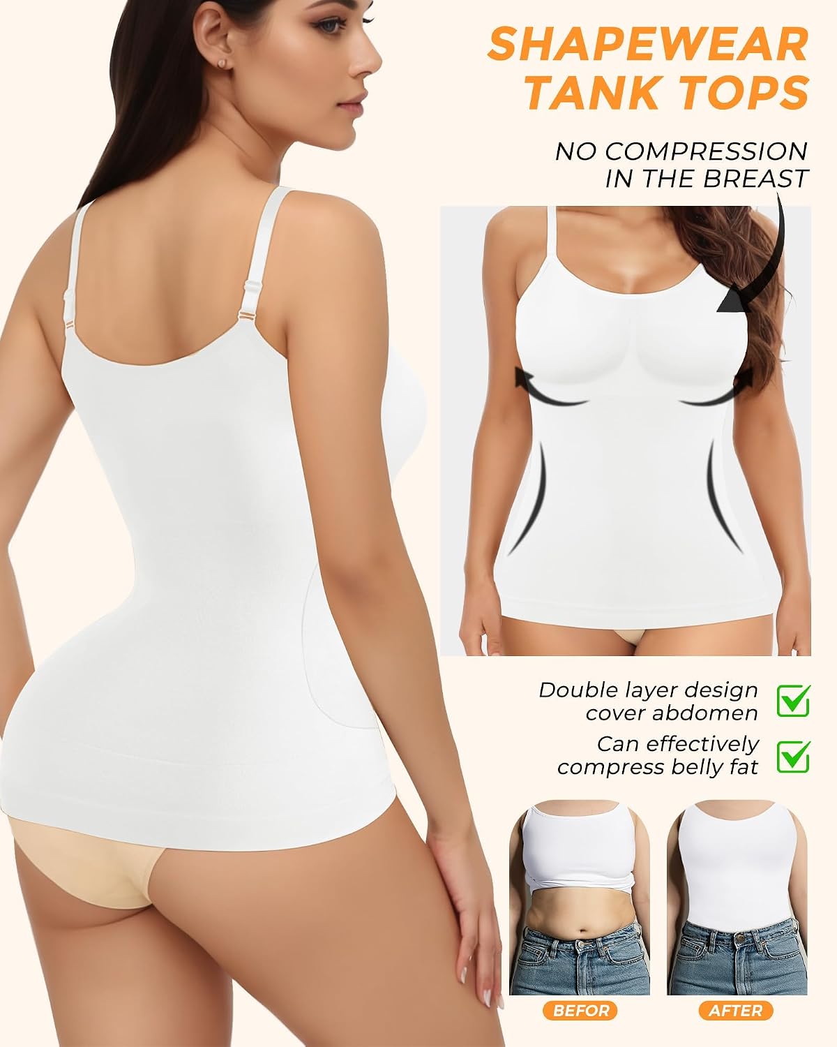 AURUZA Women's Seamless Tummy Control Camisole — image 4