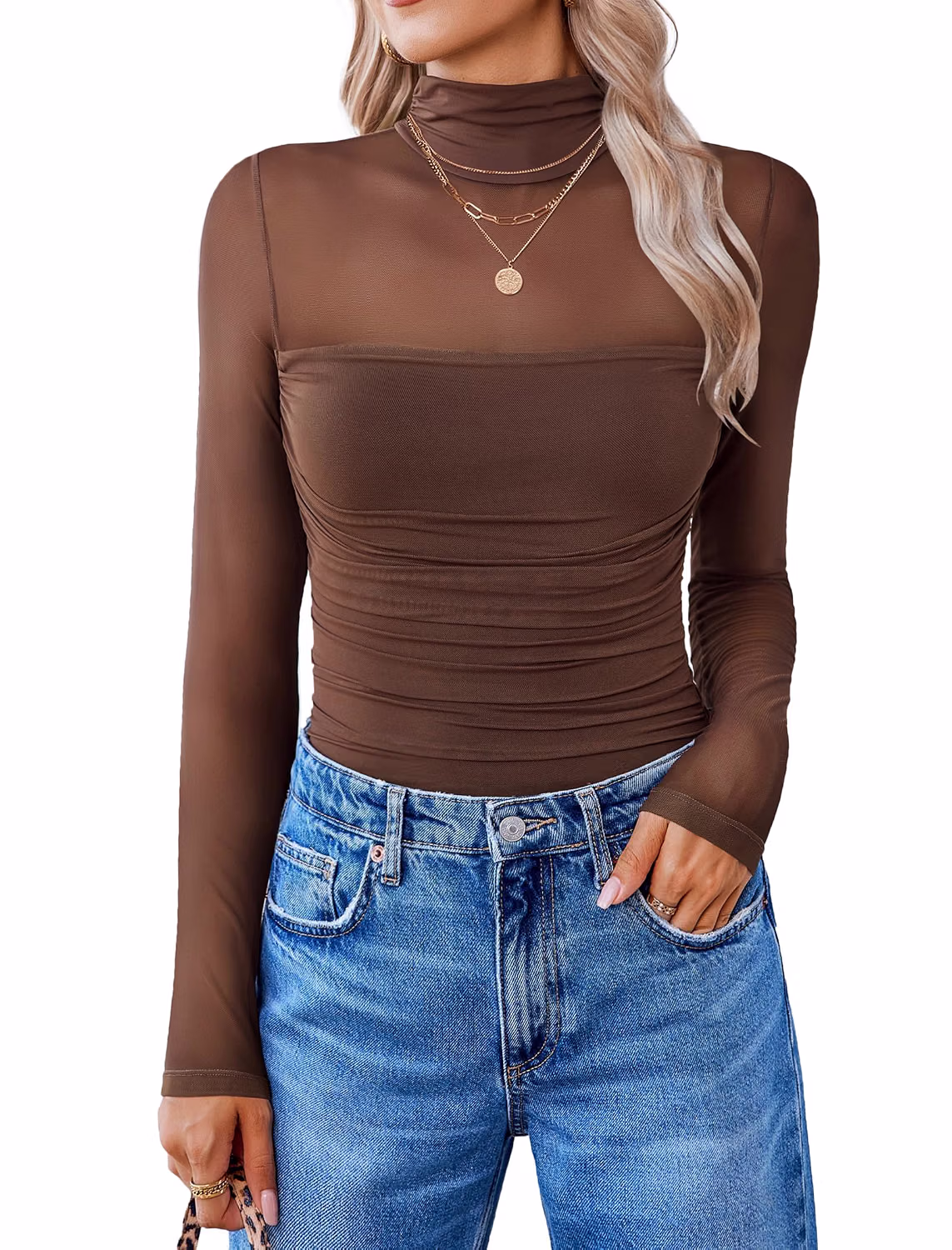 Avidlove Long Sleeve Turtleneck Mesh Shapewear Bodysuit — image 10