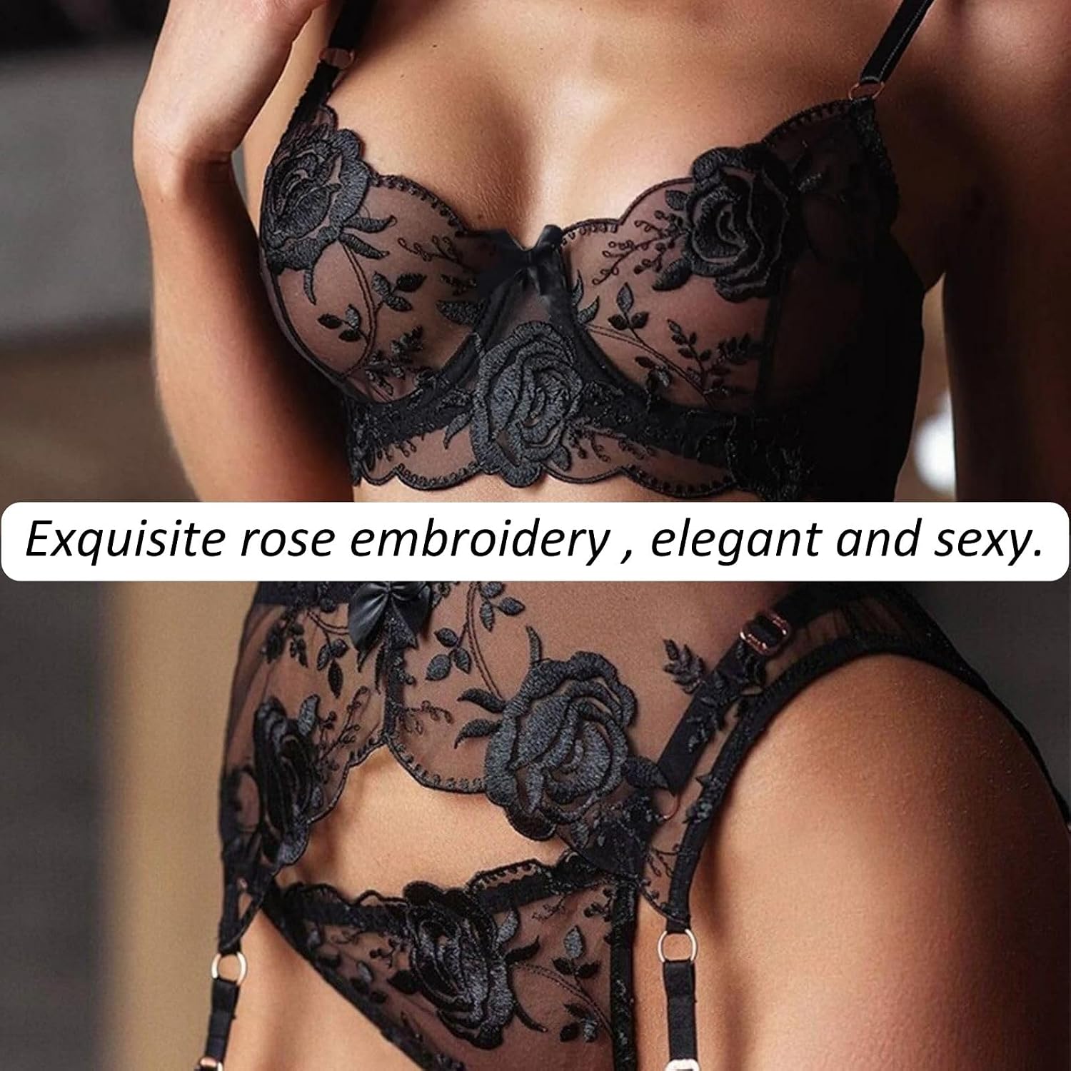 ROSVAJFY Women's Lace Lingerie Set 3-Piece — image 2