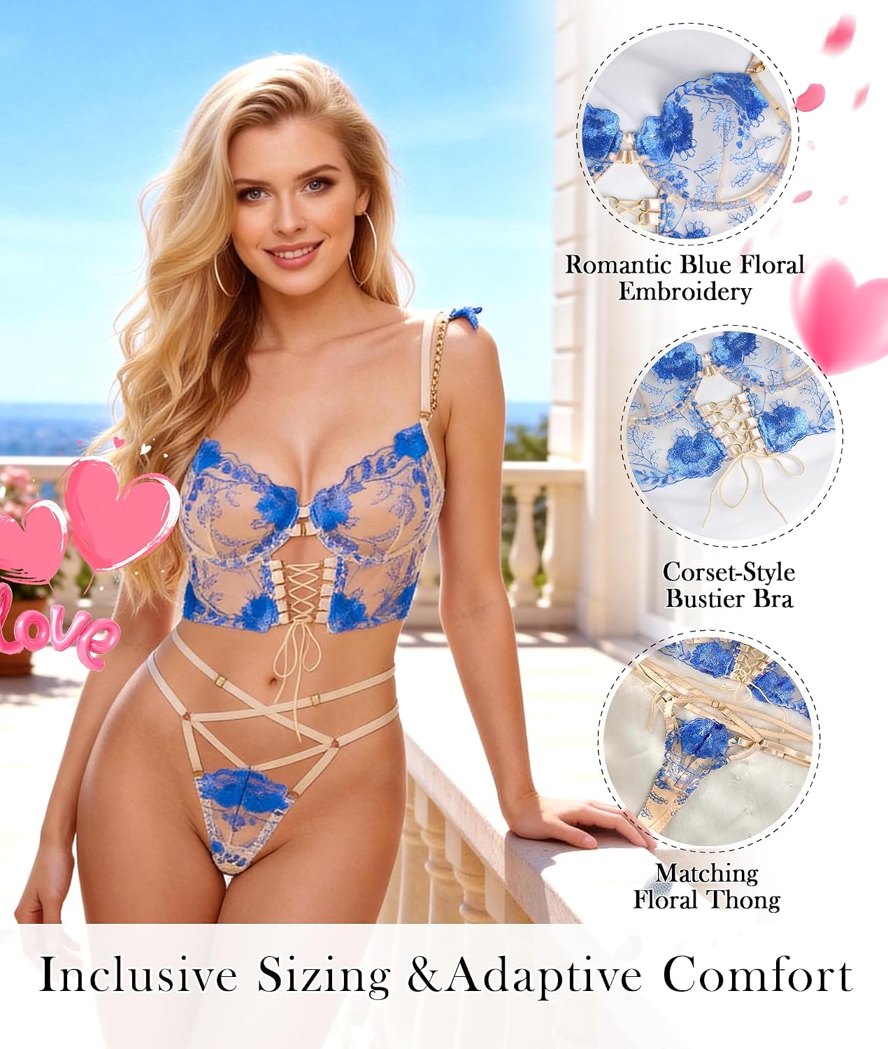 HELLOLAGIRL Women's Lace Teddy Babydoll Lingerie Set — image 3