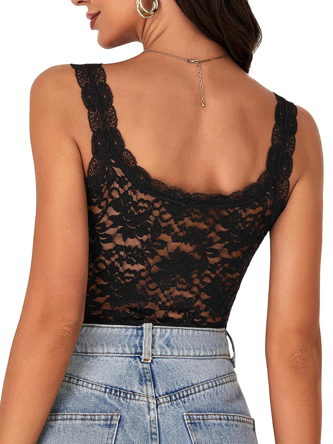 LYANER Floral Lace Scallop Strap Tank Top — image 2