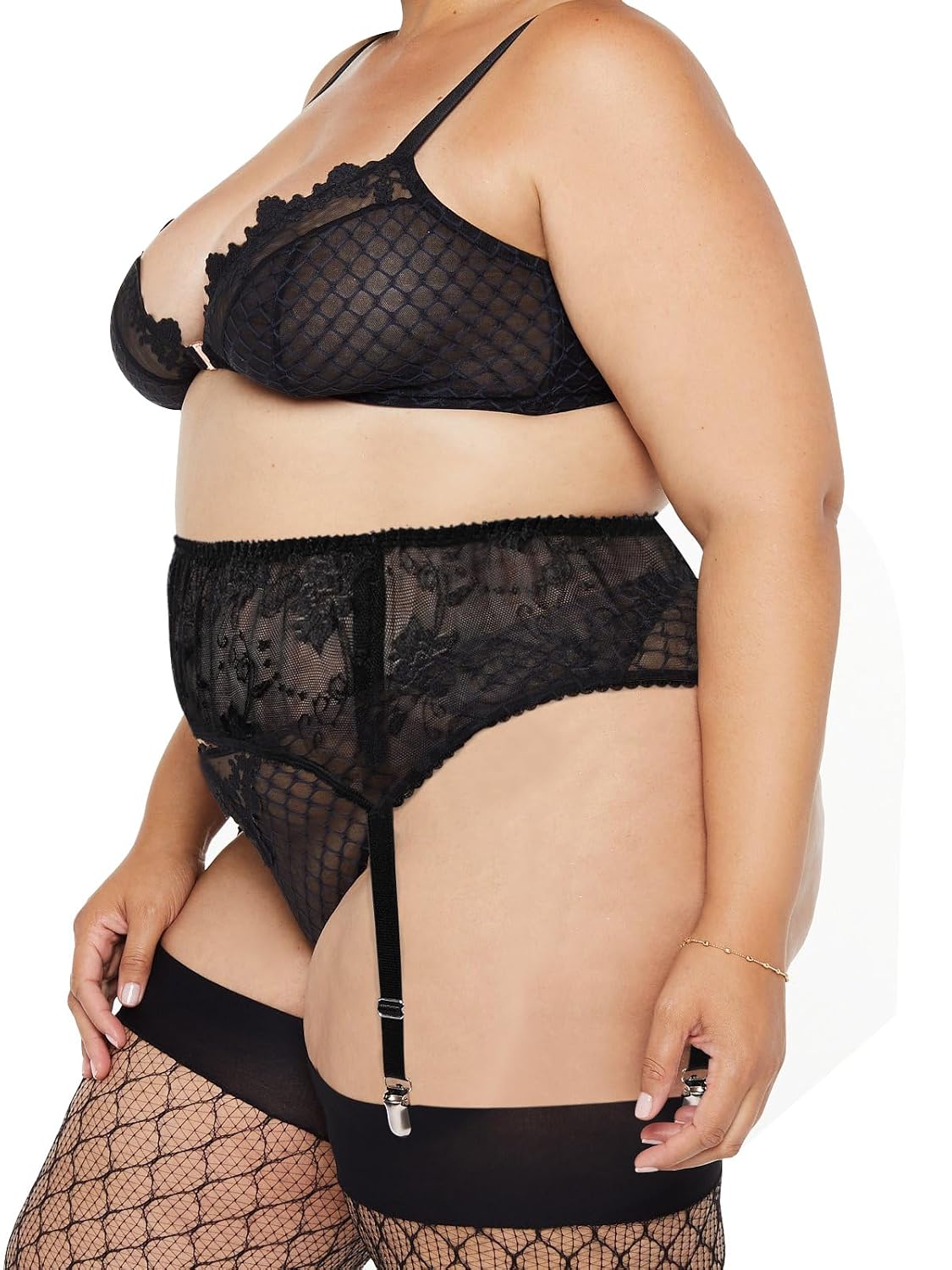 Moon Wood Plus Size Lace Mesh Garter Belt — image 2