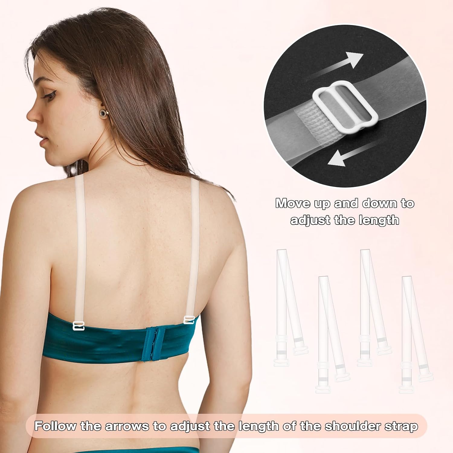 Qoaimu Adjustable Clear Invisible Bra Straps for Women — image 2