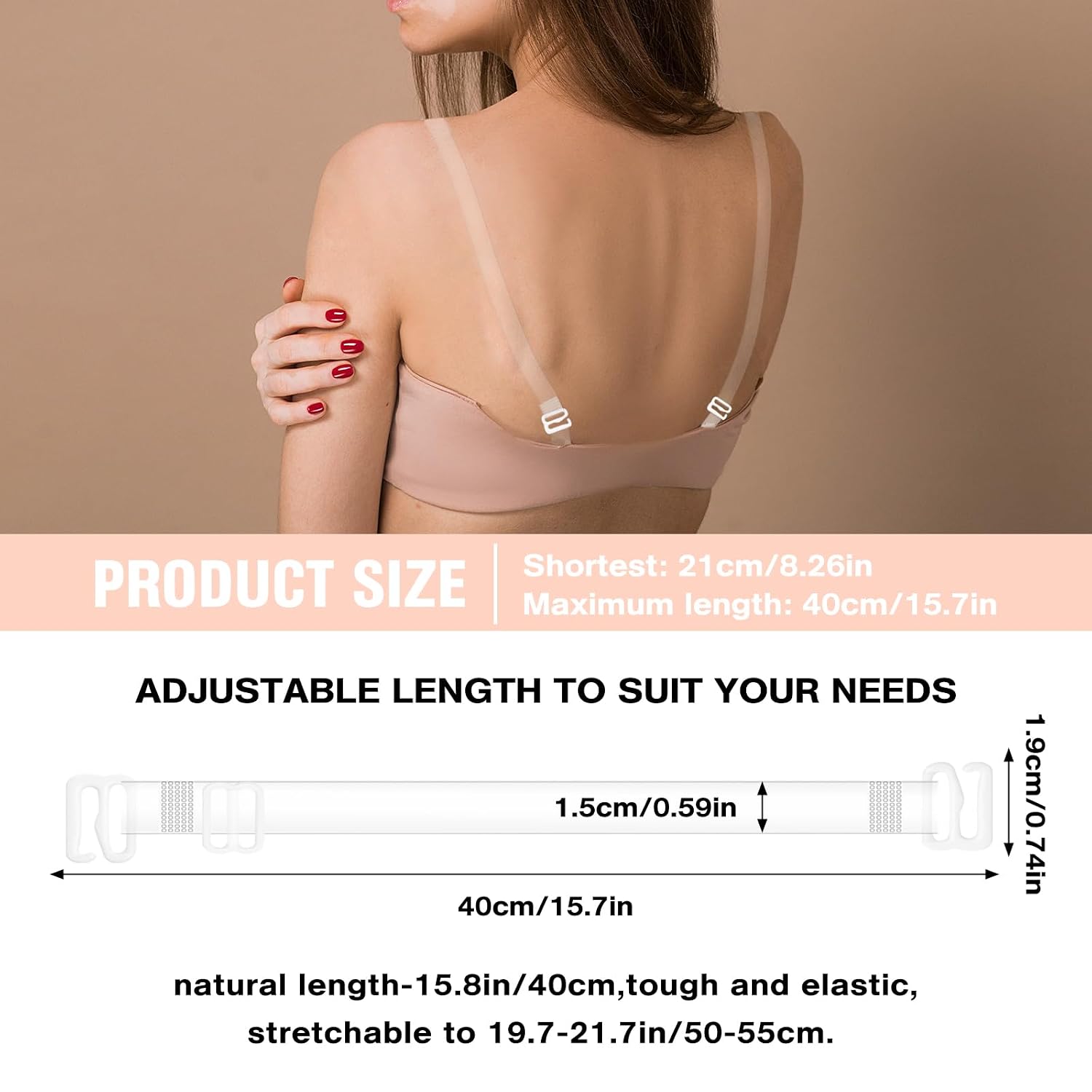 Qoaimu Adjustable Clear Invisible Bra Straps for Women — image 4