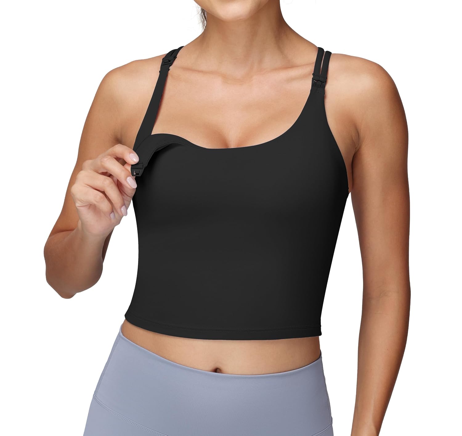 Foucome Cross Back Nursing Tank Top with Built-in Bra