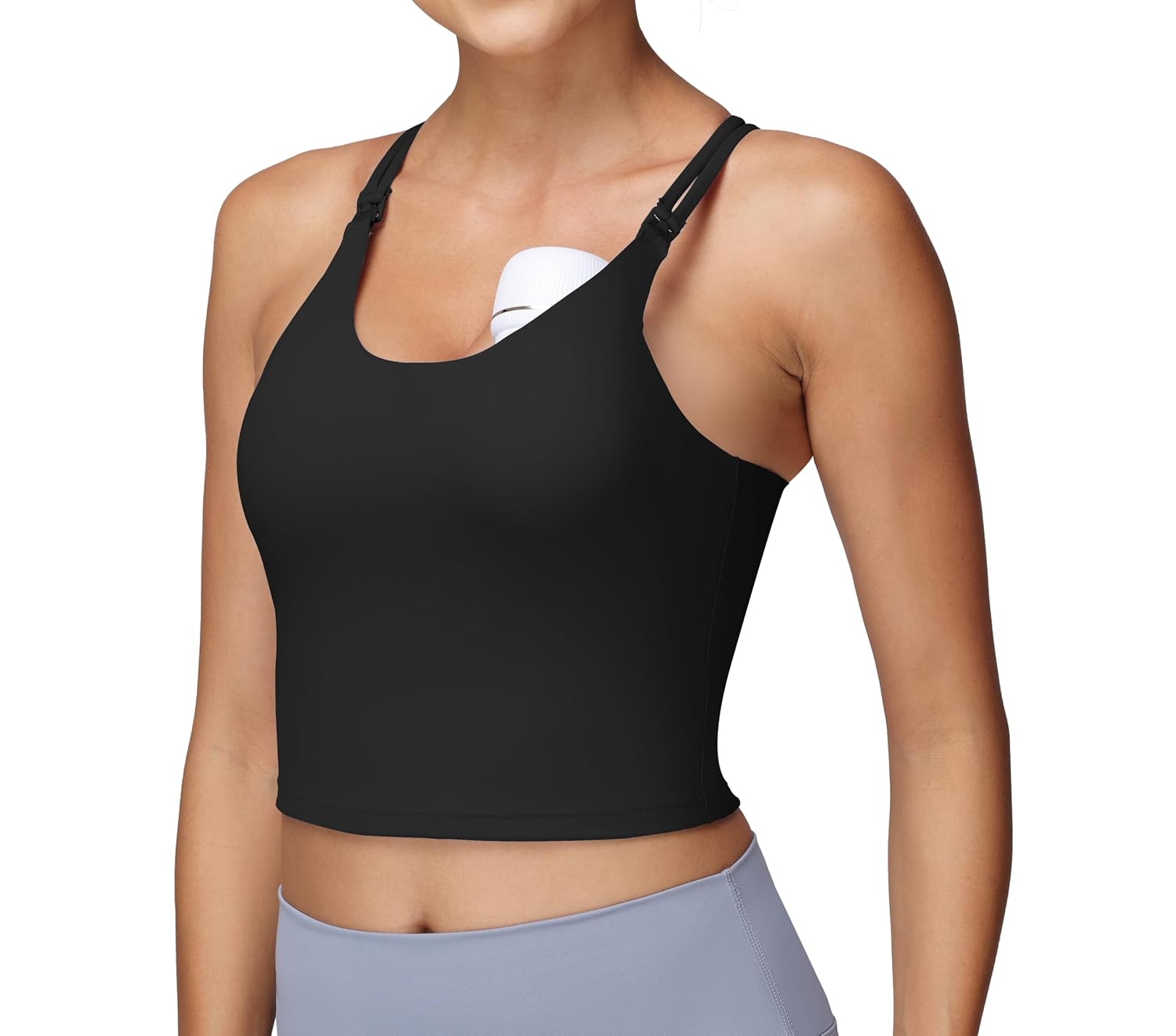 Foucome Cross Back Nursing Tank Top with Built-in Bra — image 2