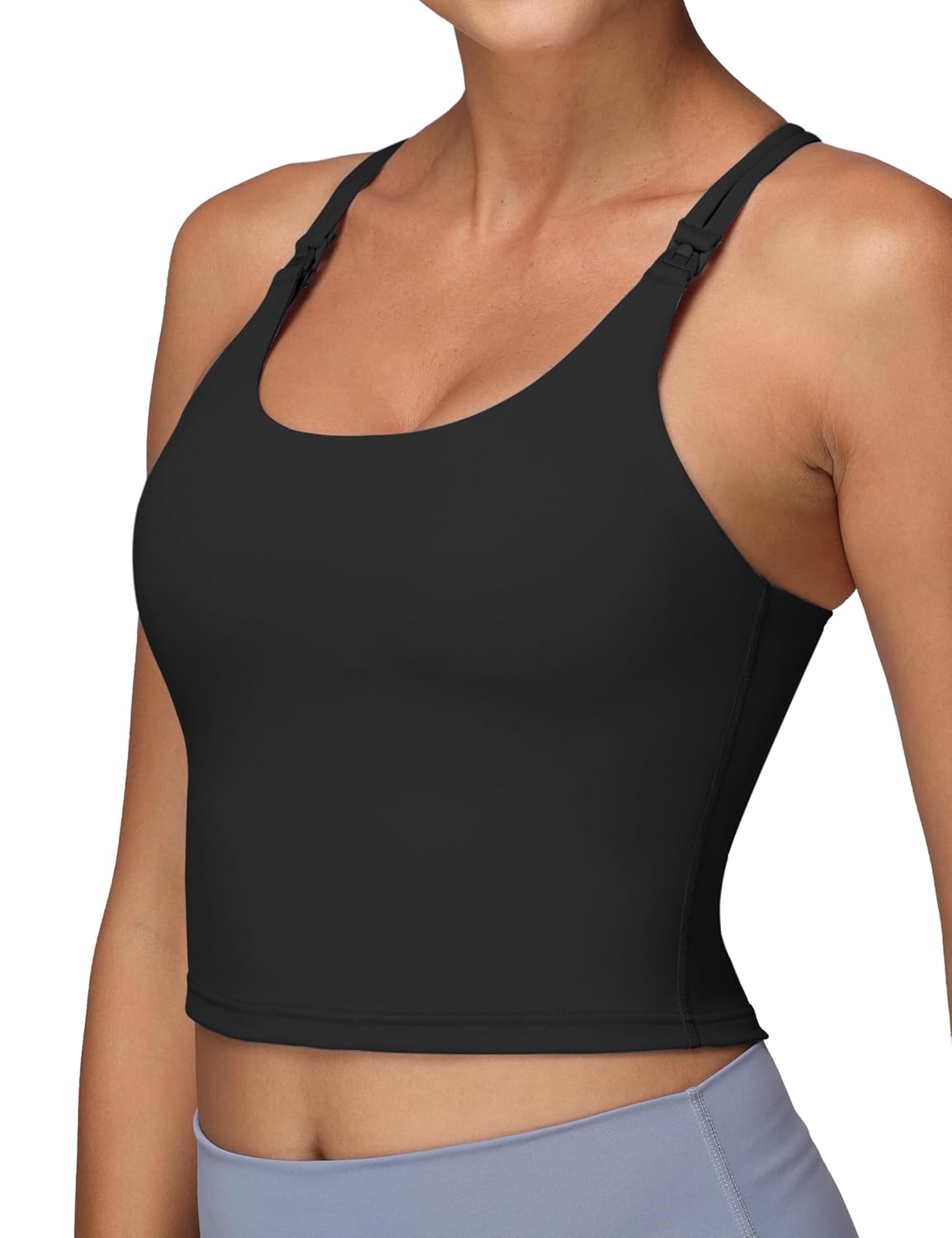 Foucome Cross Back Nursing Tank Top with Built-in Bra — image 4