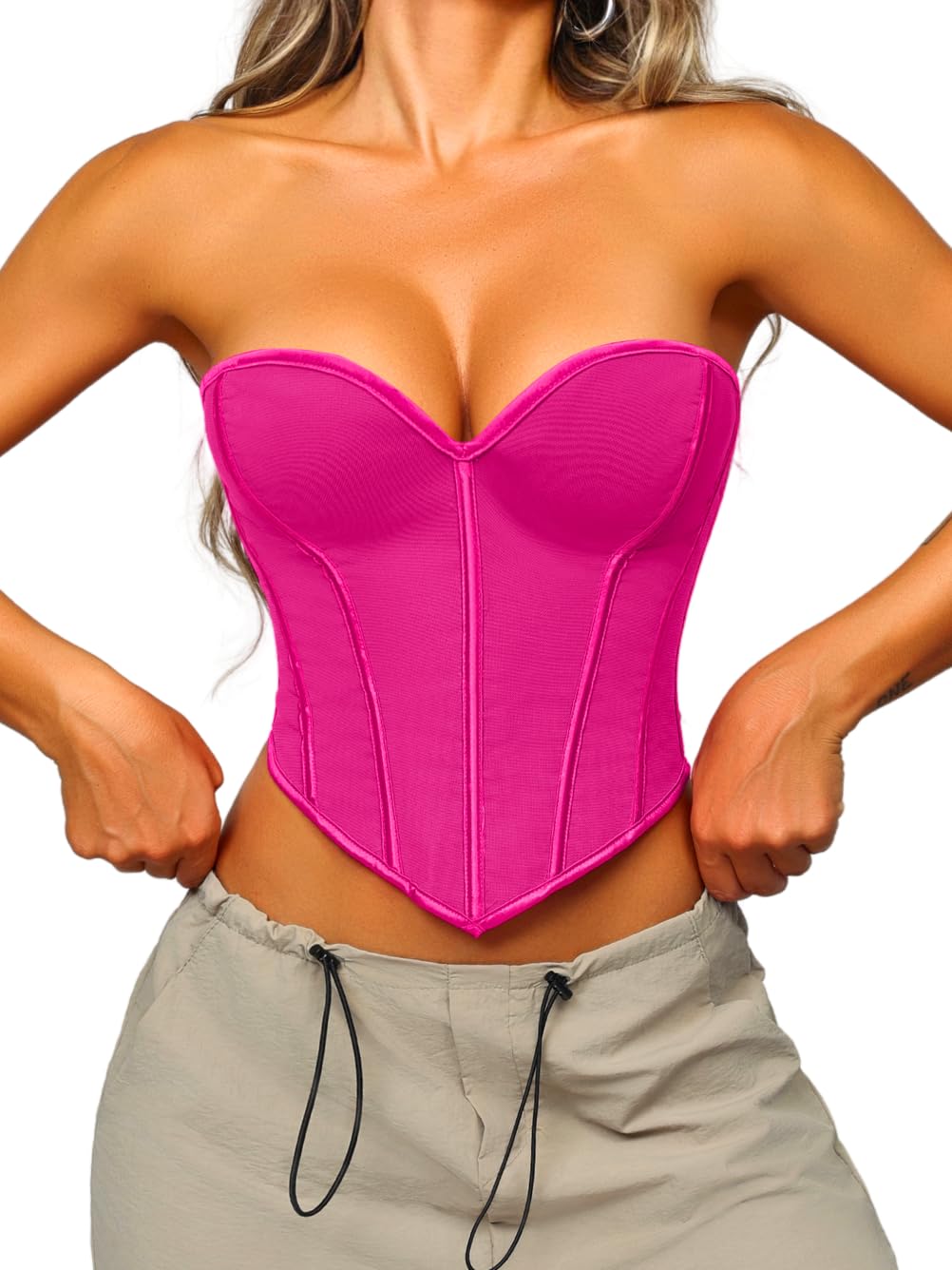 ChiaoLezhee Heart Corset Strapless Crop Top