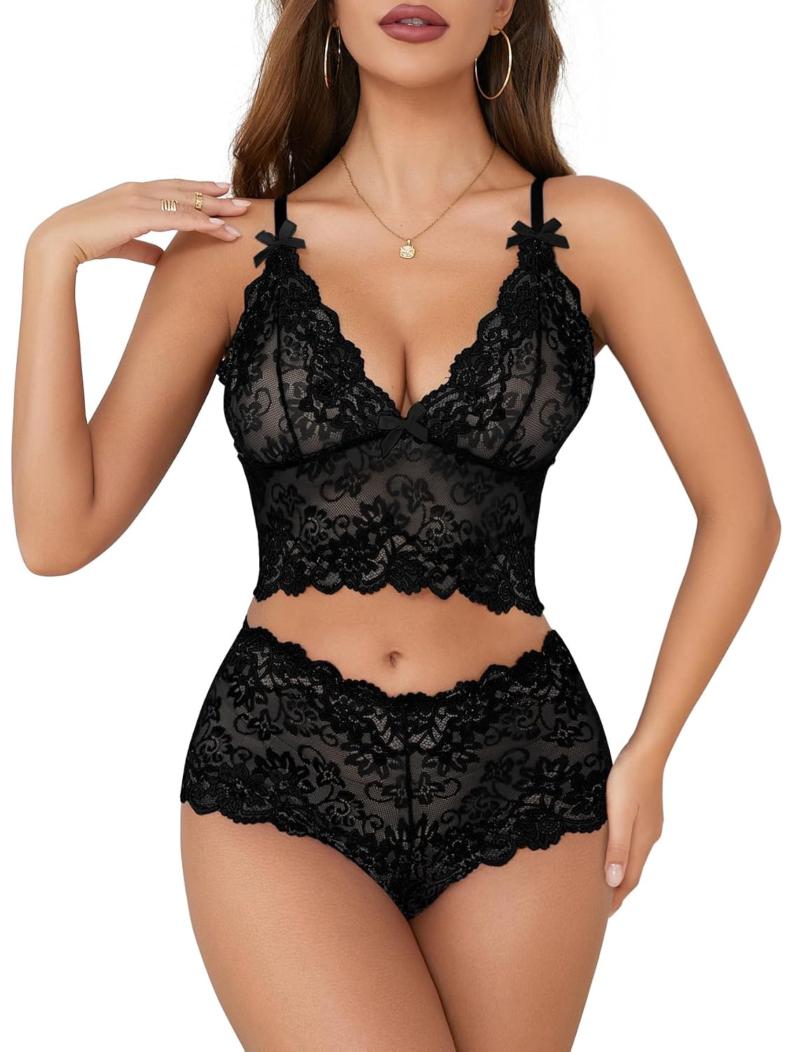 Lilosy Sheer Lace Lingerie Set for Women