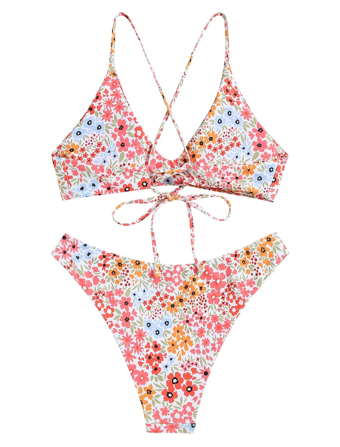 ZAFUL Tie Back Padded High Cut Bralette Bikini — image 3