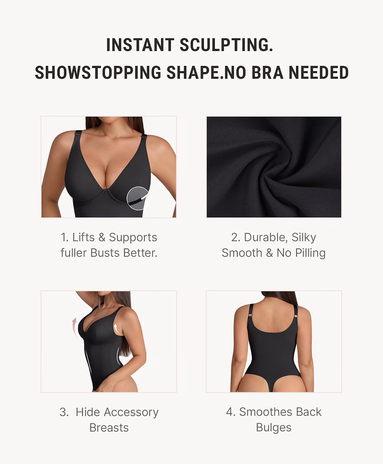 FeelinGirl Tummy Control Deep V Bodysuit — image 3