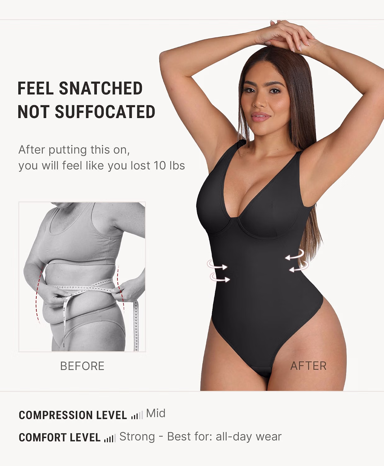 FeelinGirl Tummy Control Deep V Bodysuit — image 4