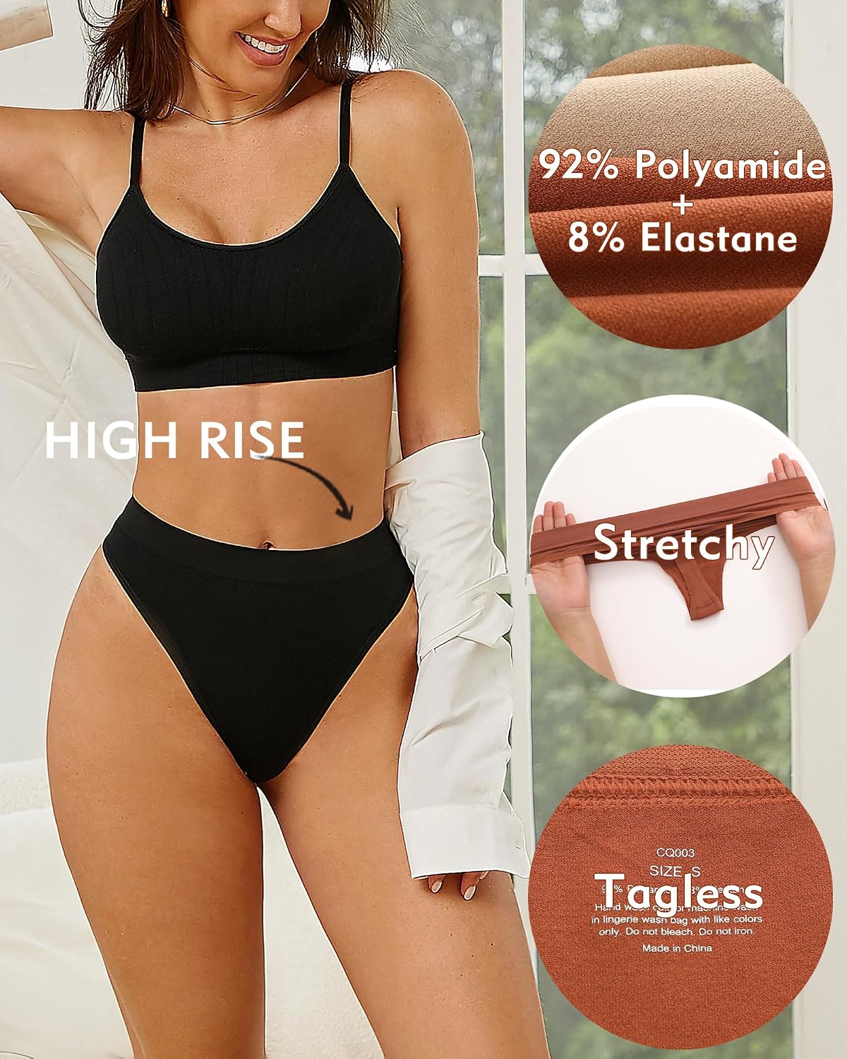 ROSYCORAL High Waisted Seamless Thong 6-Pack — image 4