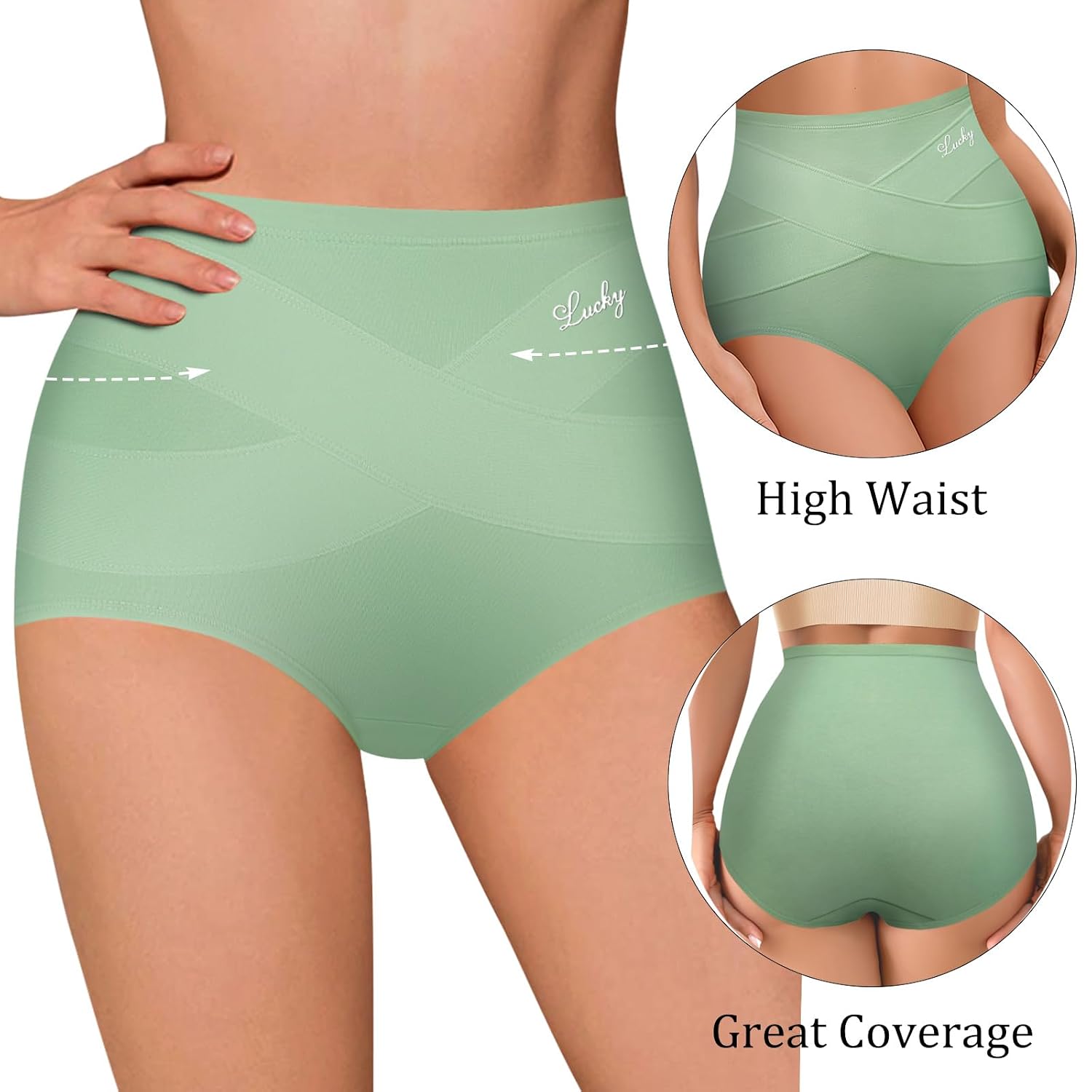 QUASTI Women's High Waisted Cotton Briefs 4 Pack — image 2