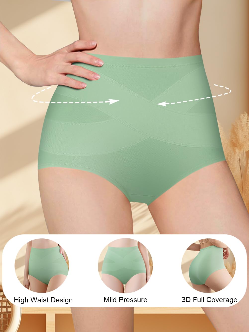 QUASTI Women's High Waisted Cotton Briefs 4 Pack — image 3