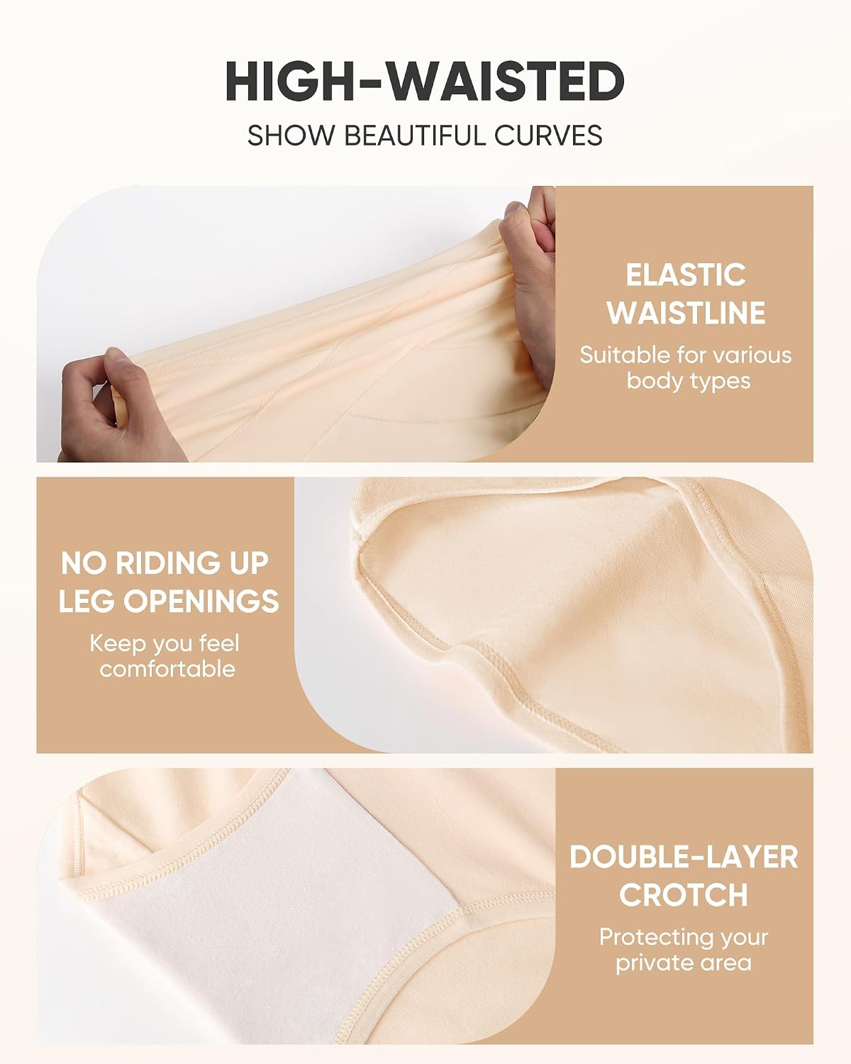 YDQ Women's High Waisted Cotton Briefs 4 Pack — image 4