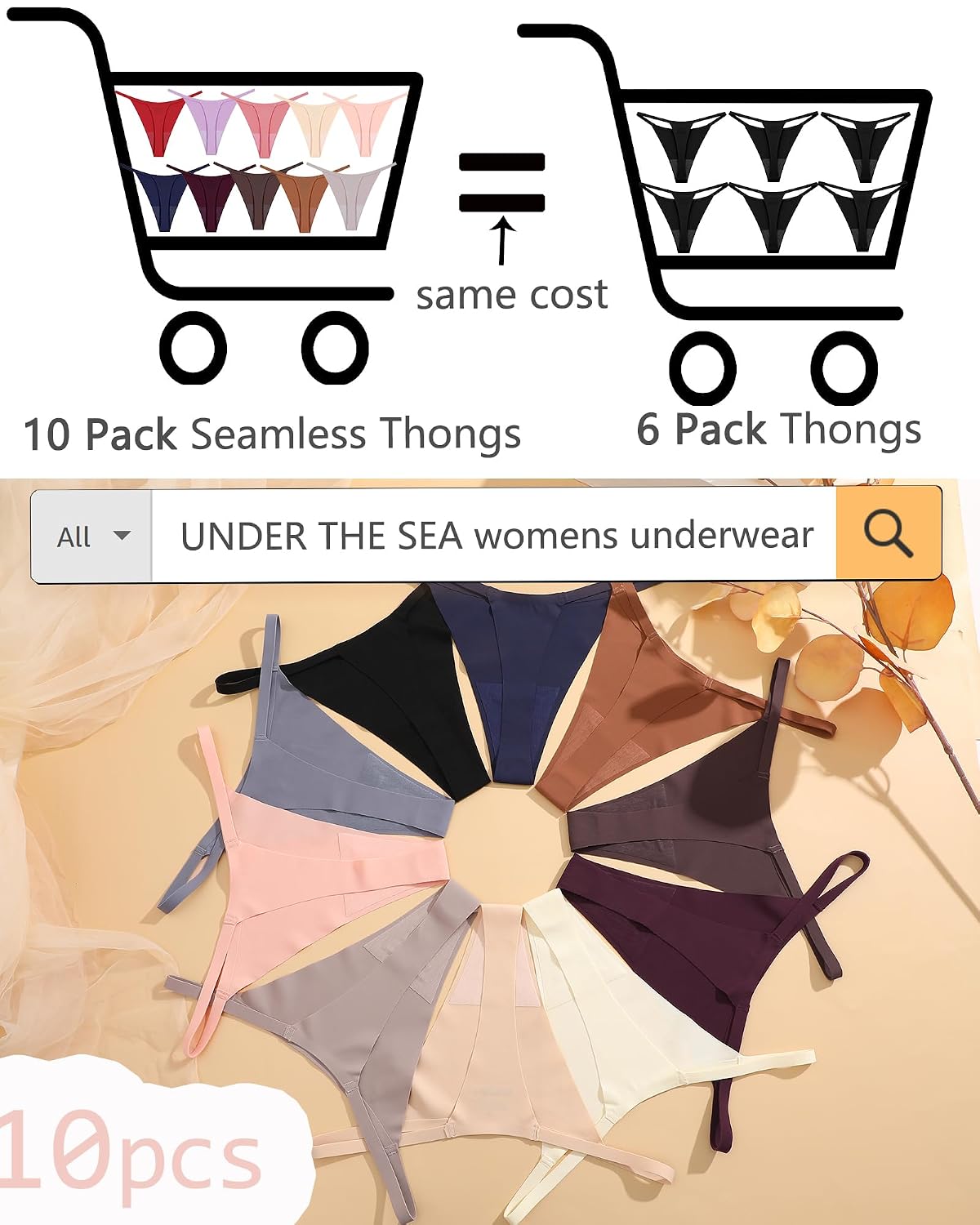 UNDER THE SEA 10 Pack Seamless G-String Thongs — image 5