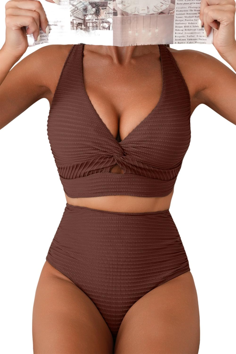 Herseas Women's Textured Twist Front Bikini Set — image 8