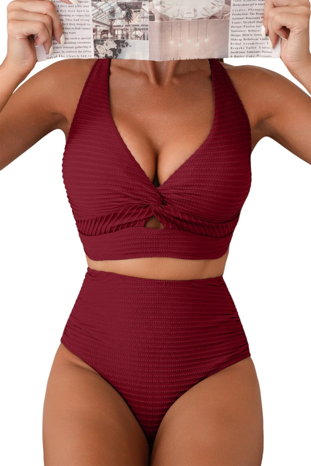 Herseas Women's Textured Twist Front Bikini Set — image 9