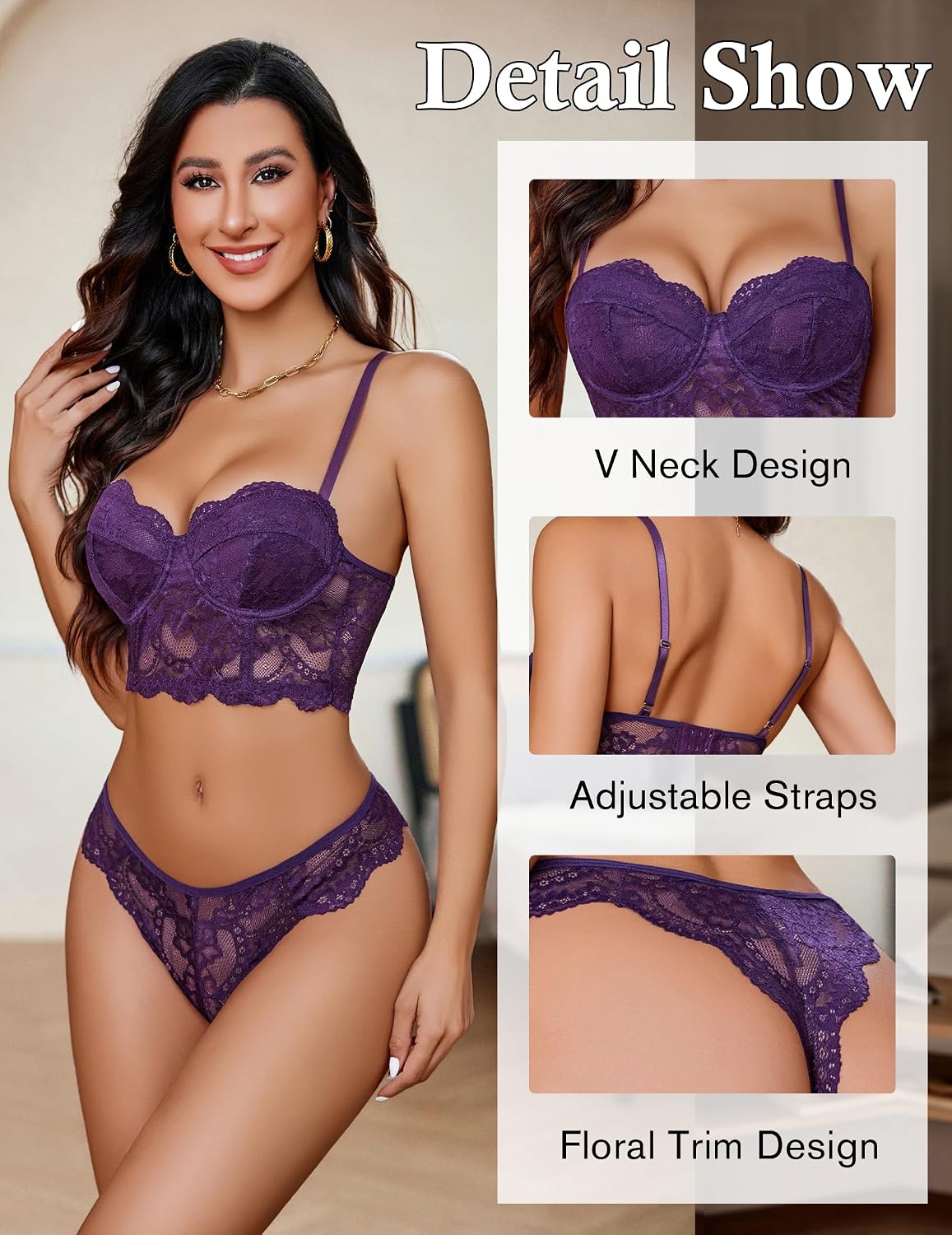 Avidlove Lace Push Up Bra and Panty Set — image 4