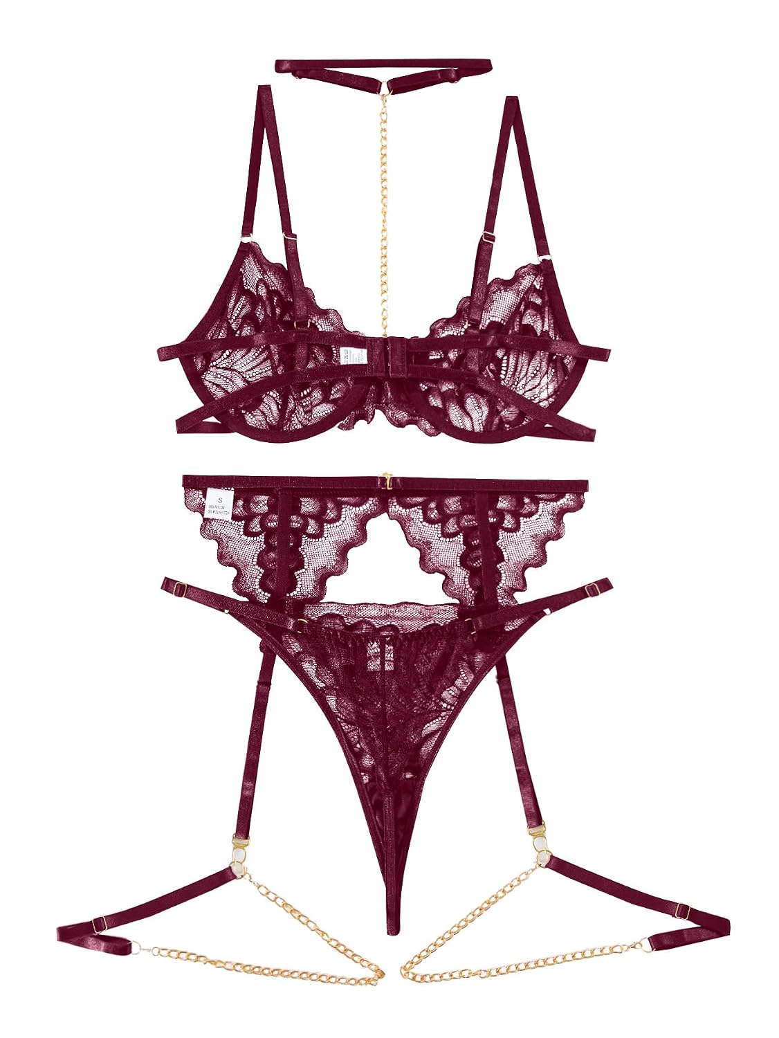 Lilosy 3-Piece Lace Lingerie Set with Garter — image 4