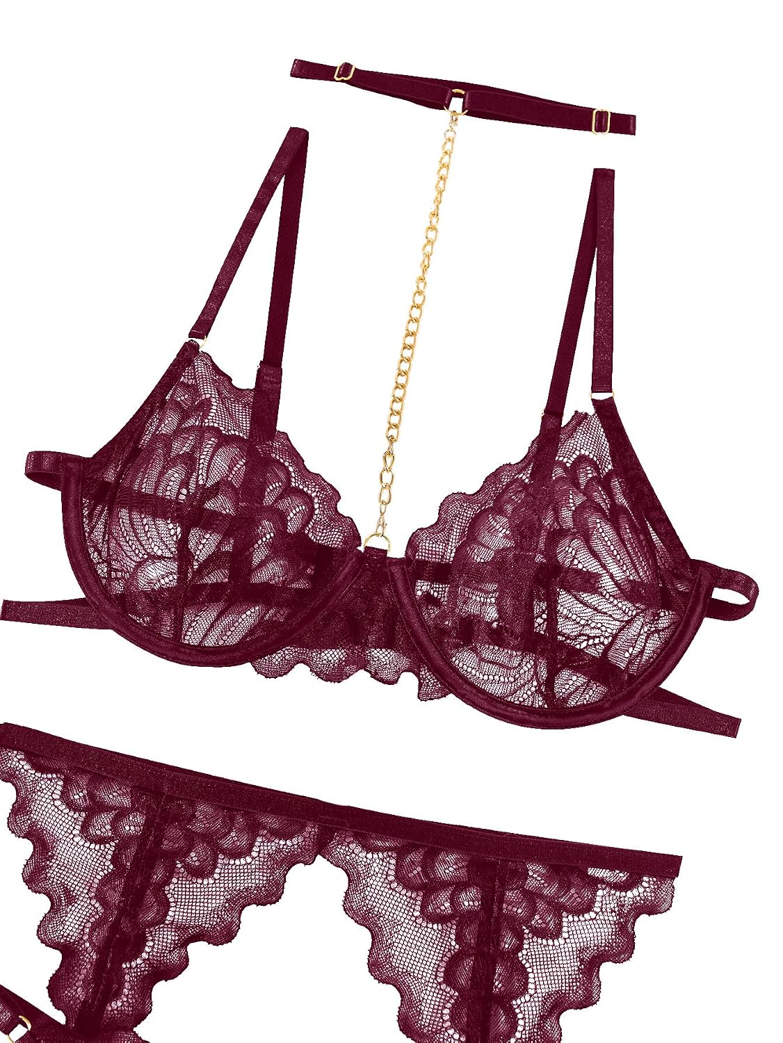 Lilosy 3-Piece Lace Lingerie Set with Garter — image 5