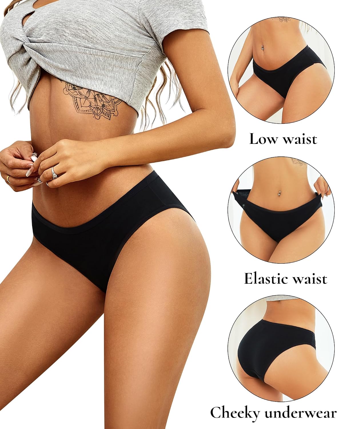ALL OF SHE Women's Cotton Cheeky Panties 6-Pack — image 3