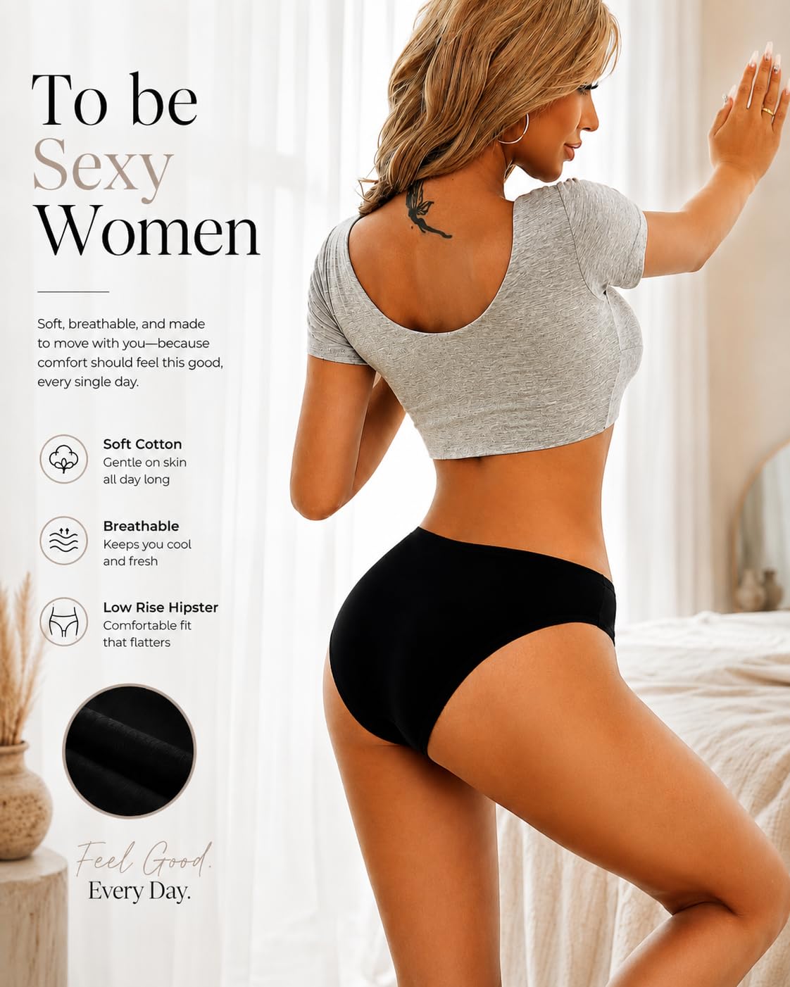 ALL OF SHE Women's Cotton Cheeky Panties 6-Pack — image 6