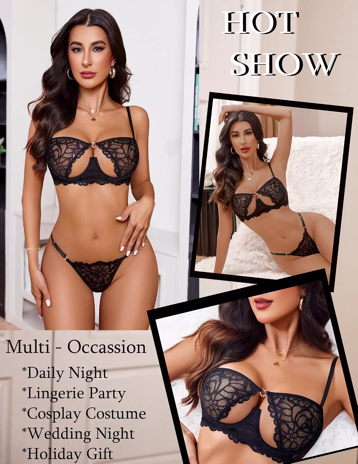 Avidlove Women's Push Up Lace Bra and Panty Set — image 4