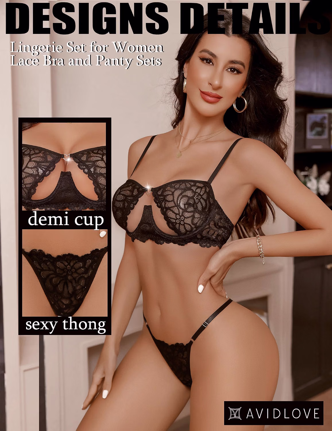 Avidlove Women's Push Up Lace Bra and Panty Set — image 7