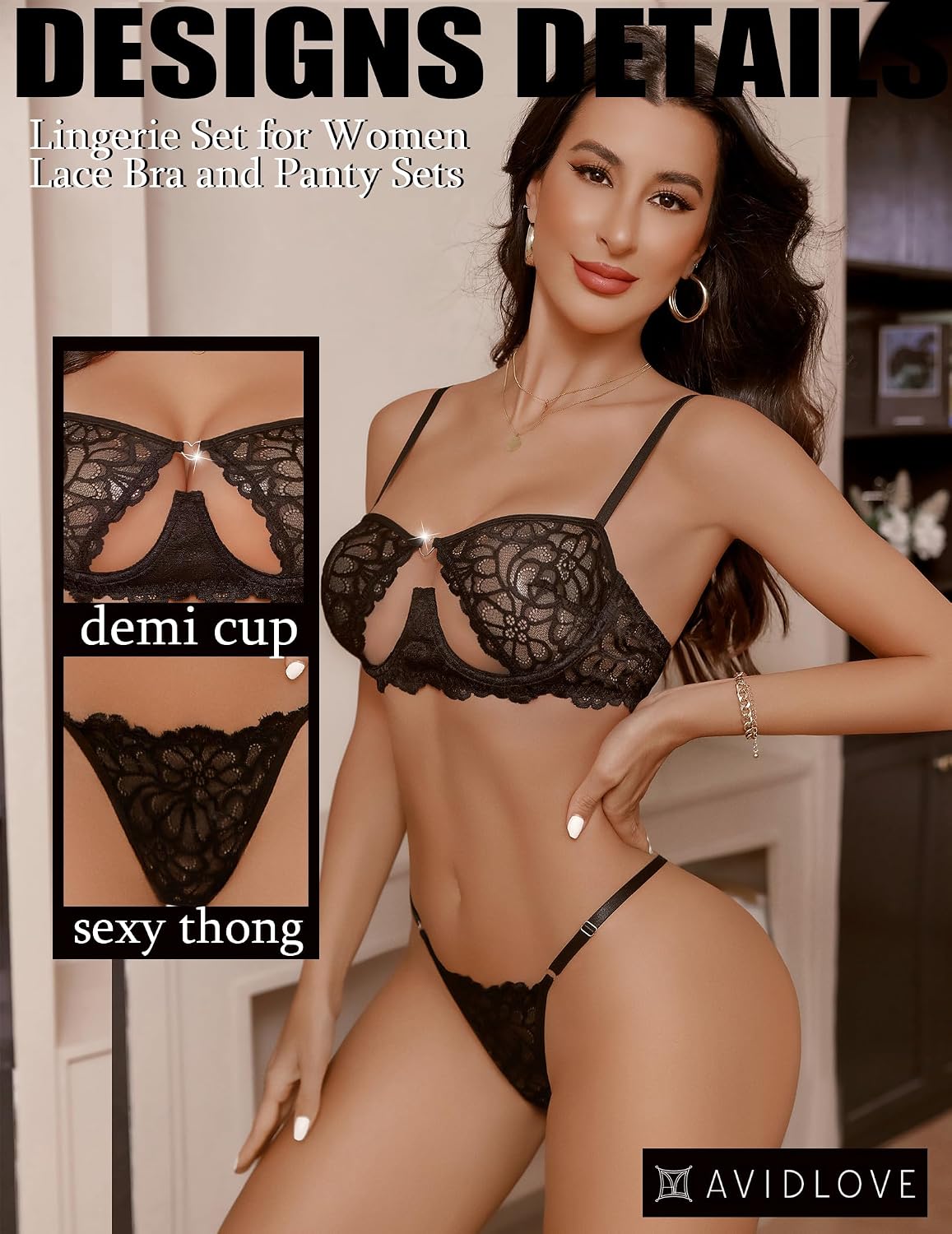 Avidlove Lace Push Up Bra and Panty Set — image 7