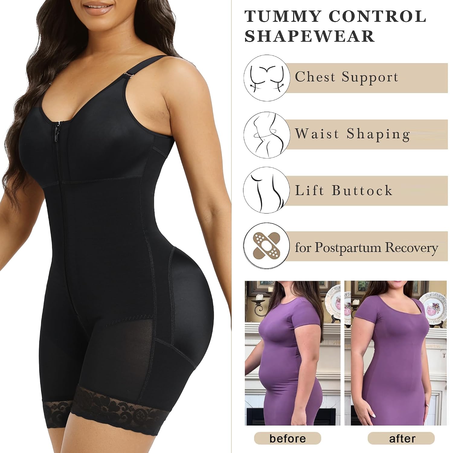YIANNA Postpartum Shapewear Tummy Control Body Shaper — image 5