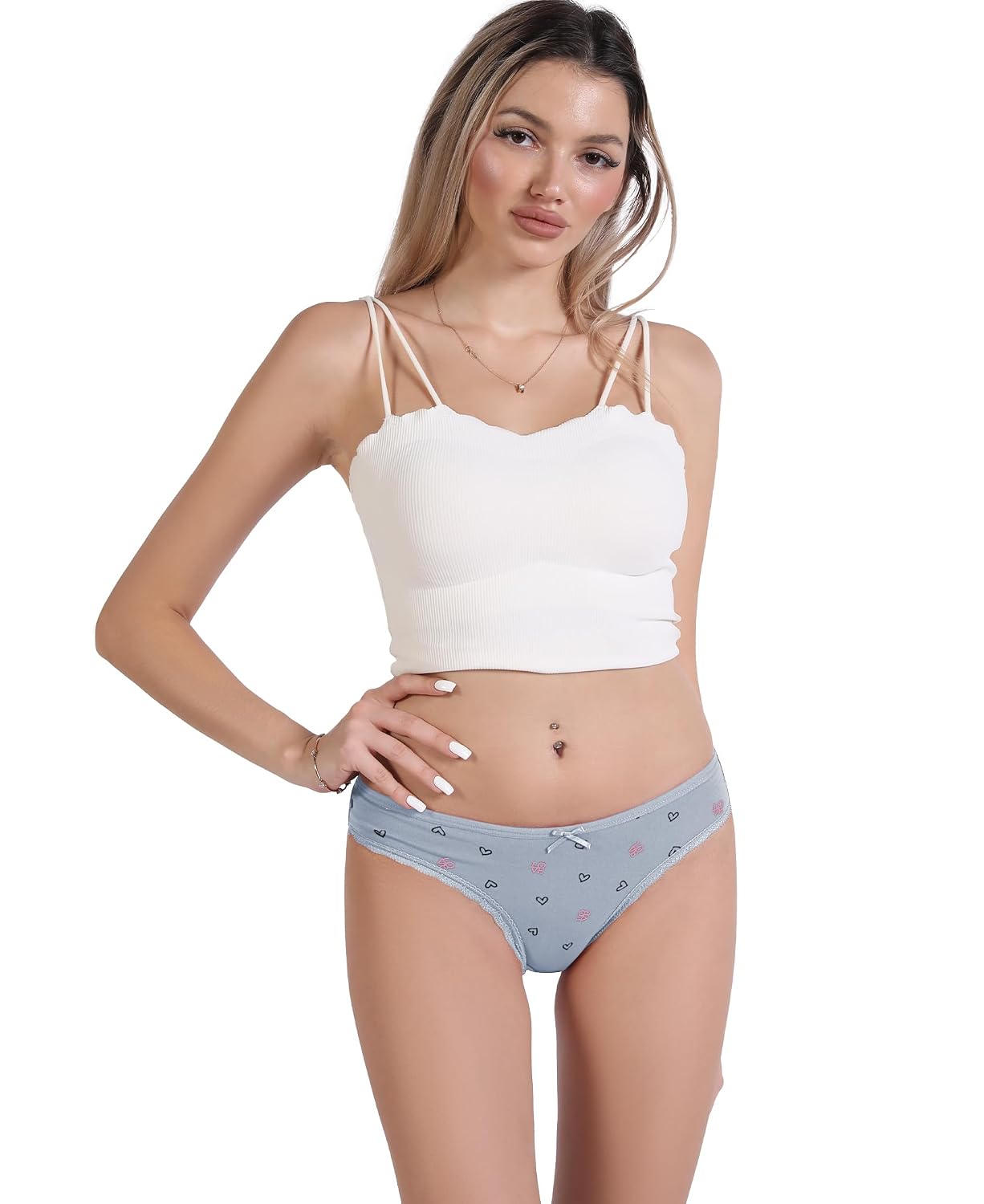 FANYOUNA Women's Cotton Lace Brazilian Panties Pack — image 3
