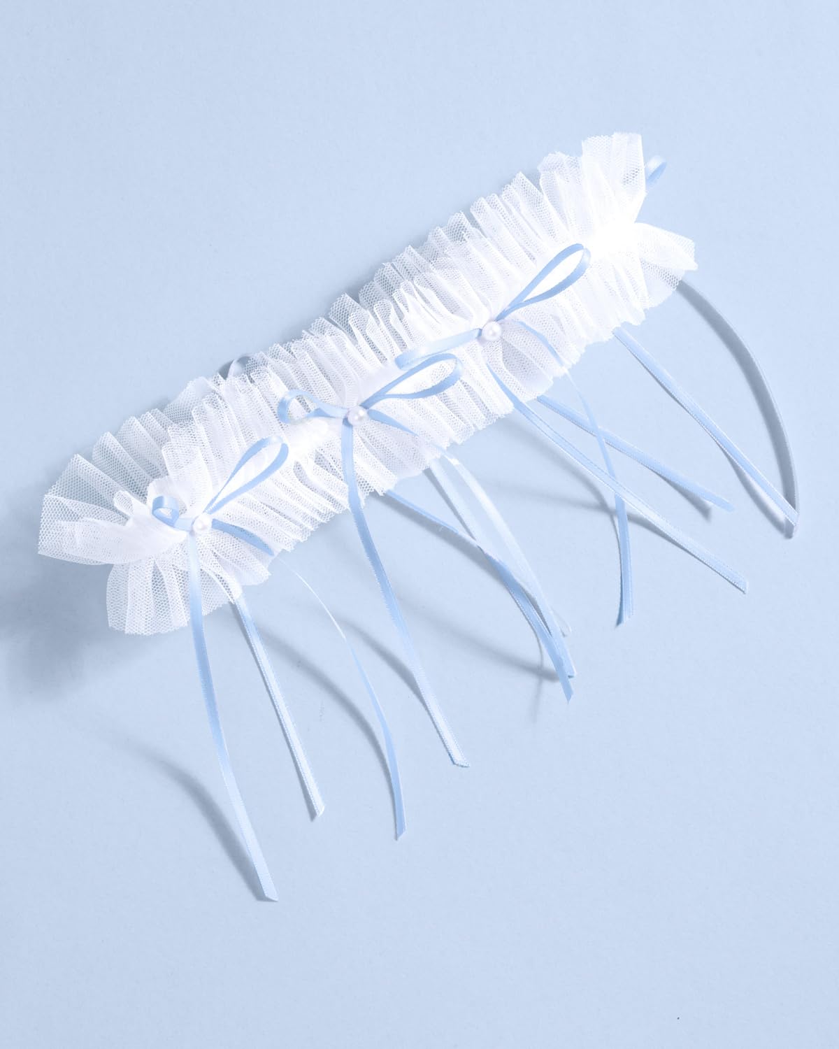 xo, Fetti White Tulle Ruffle Bridal Garter — image 5
