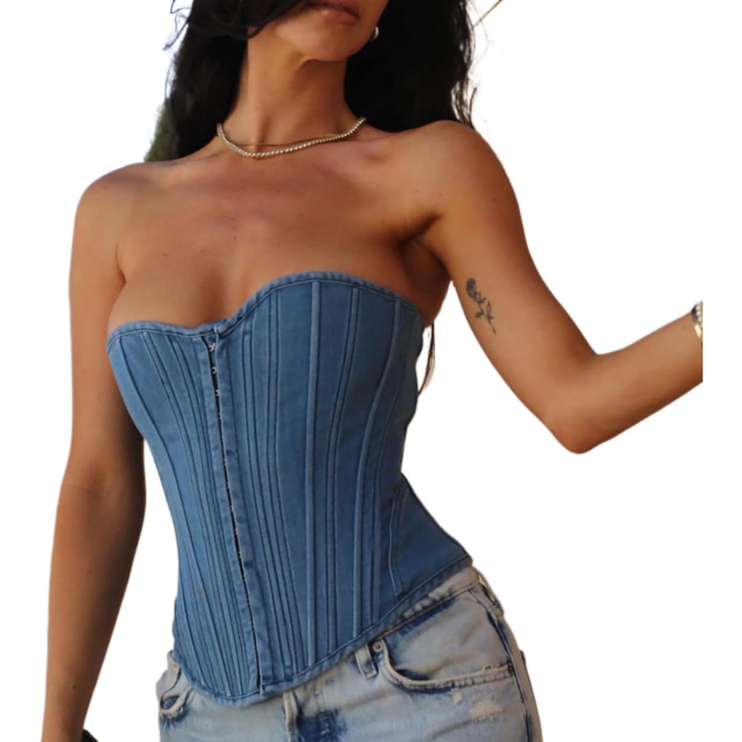 Cvokrpy Denim Corset Top for Women