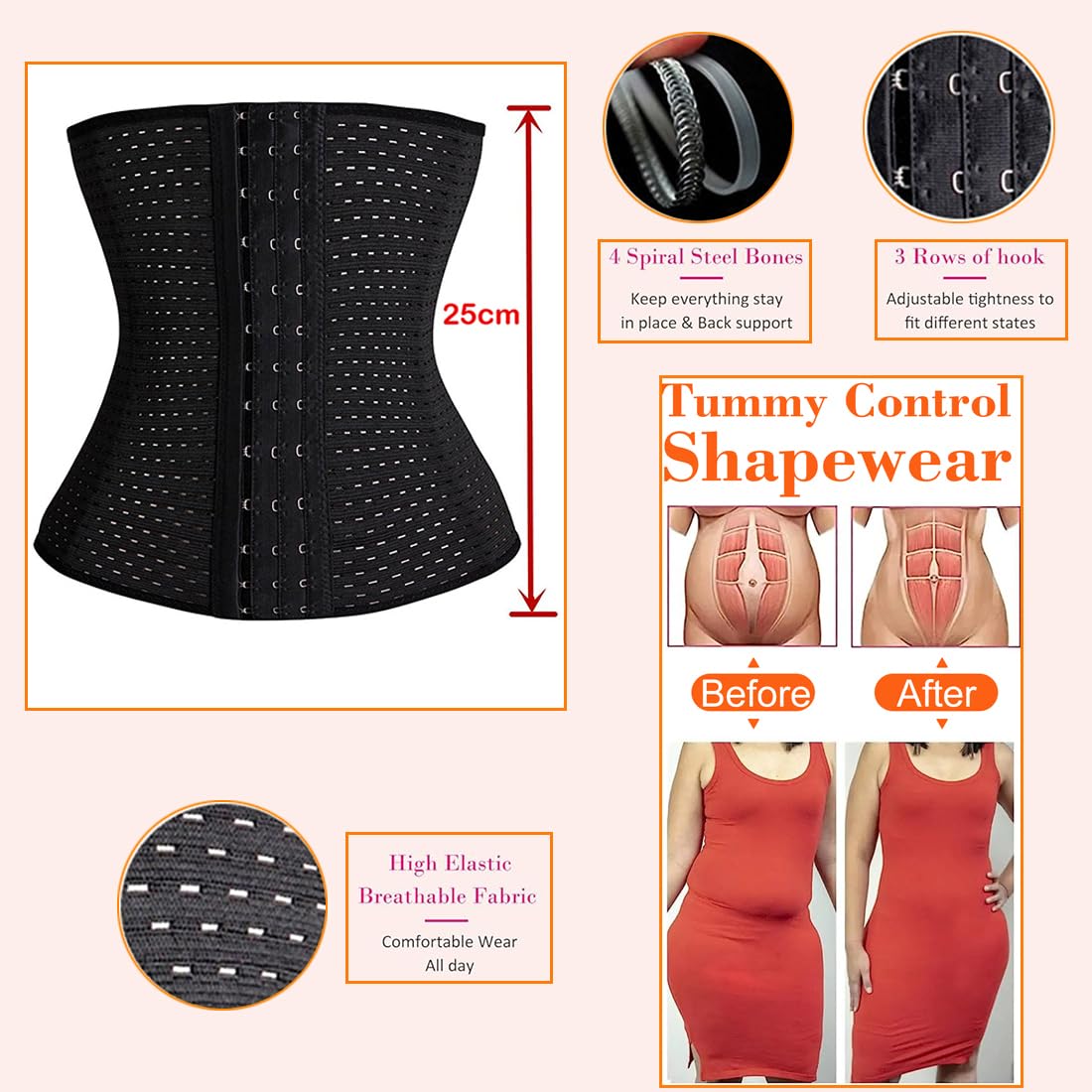 FLORATA Women's Waist Trainer Corset Shapewear — image 3