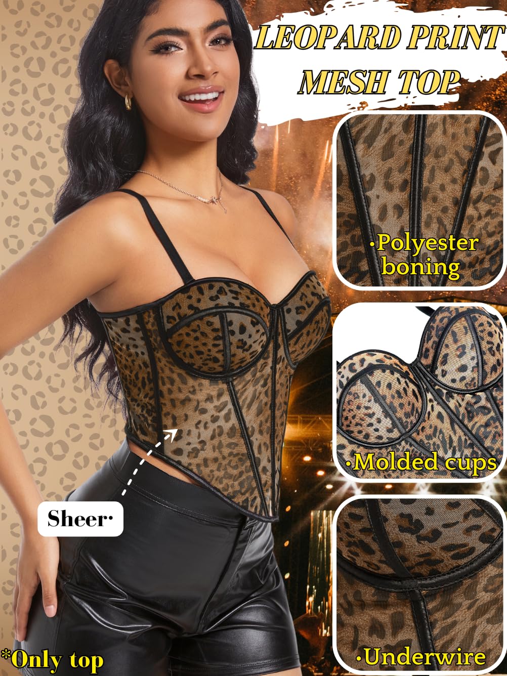 ChiaoLezhee Women's Cheetah Print Corset Bustier — image 2