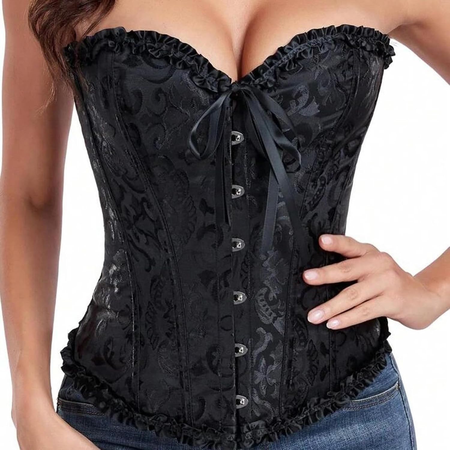 XuoAz Black Lace Bustier Corset Top
