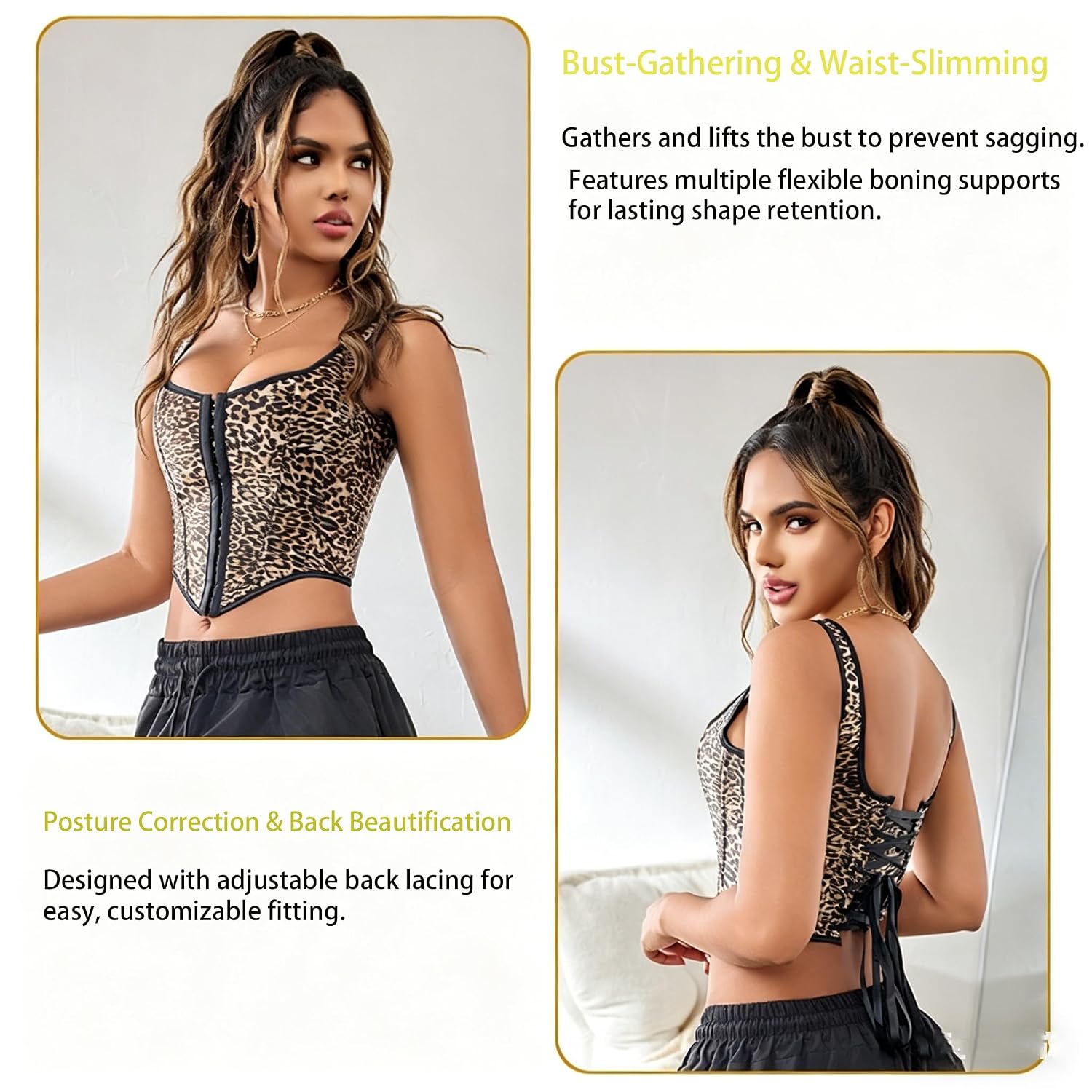 KorhLeoh Women's Leopard Print Bustier Corset Top — image 3