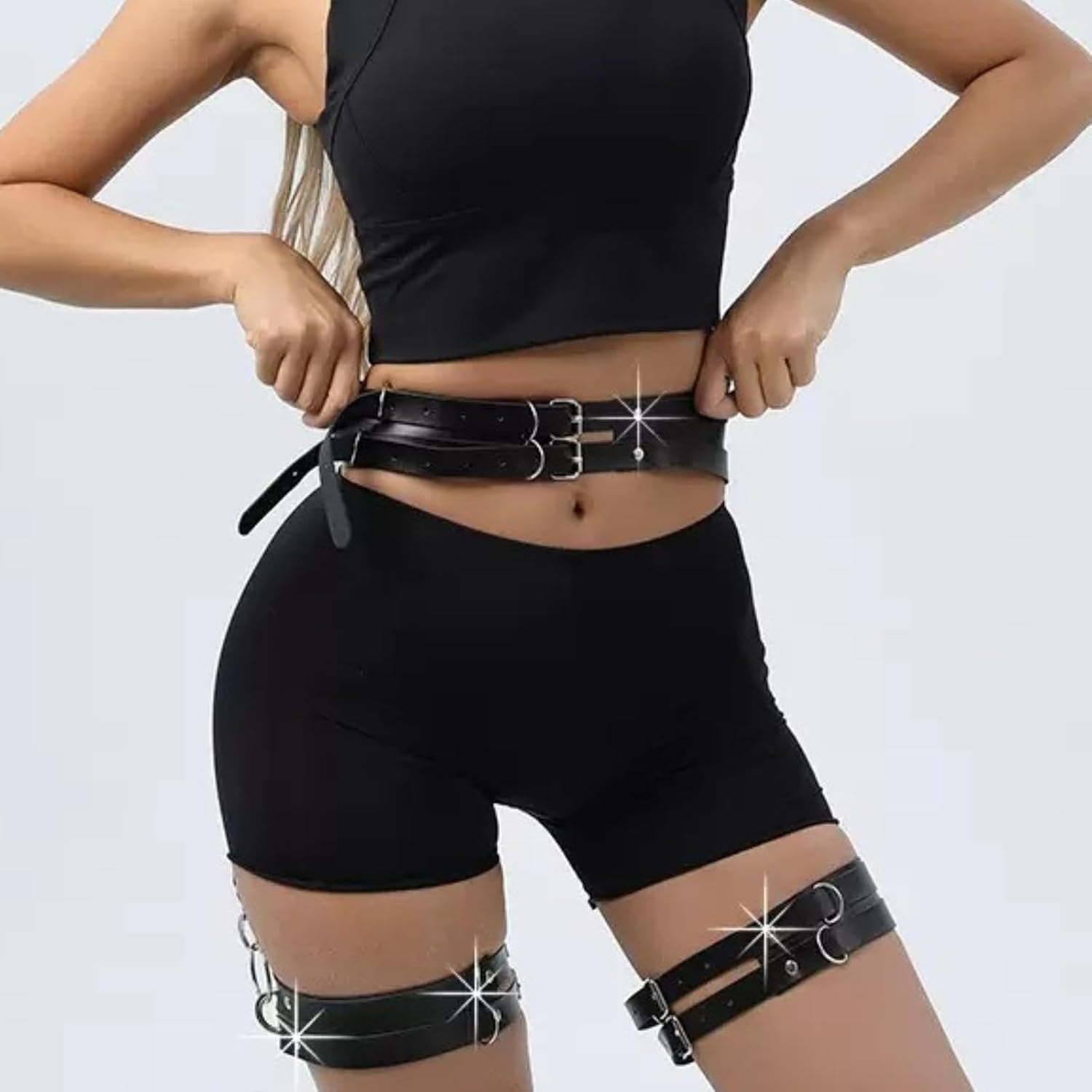 PRIOUTZ Women's PU Leather Body Chain Harness — image 3