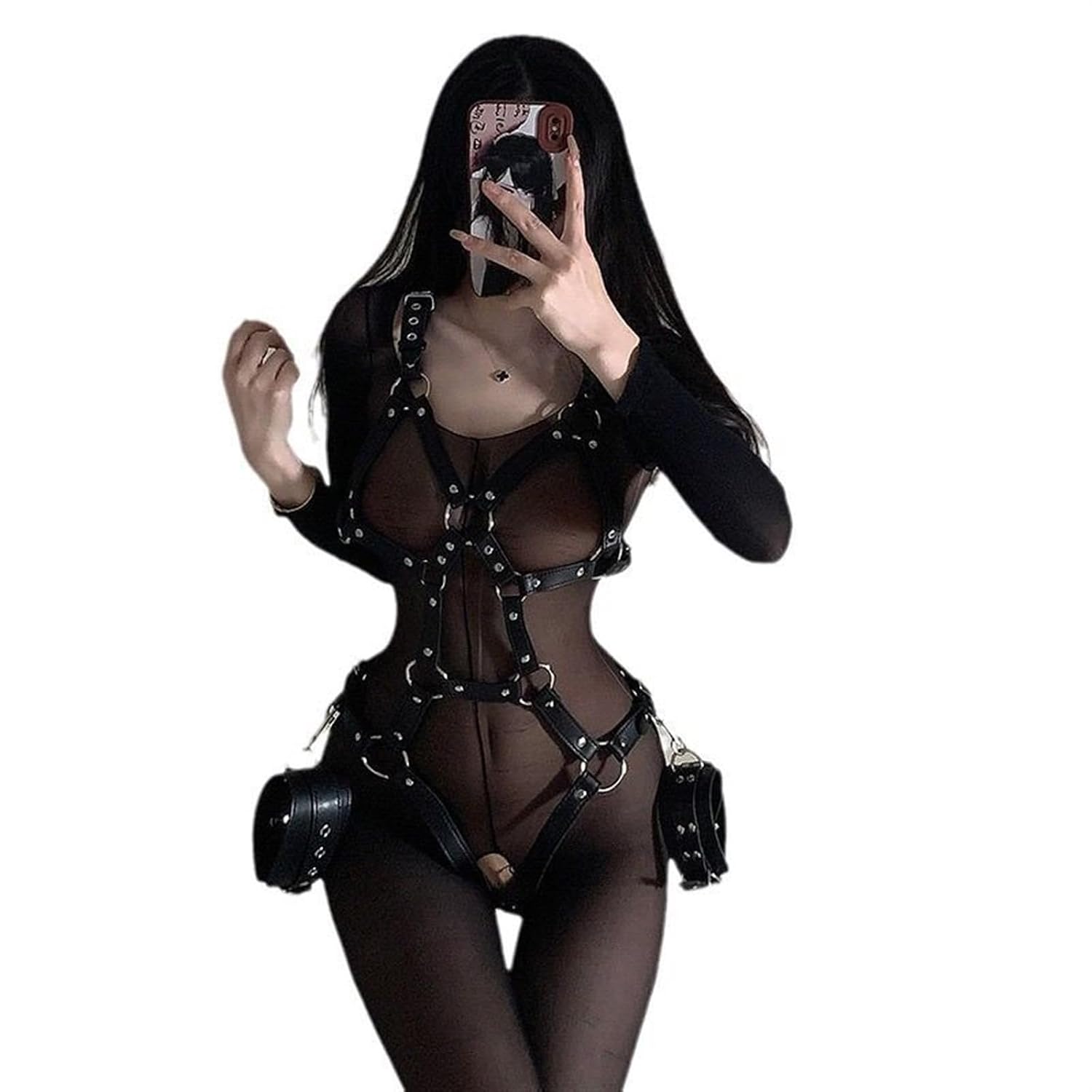 Fangool Women's PU Leather Body Chain Harness Belt