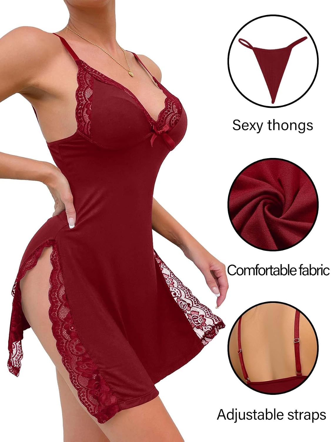 Foxiny Lace Babydoll Nightgown Set Plus Size — image 2
