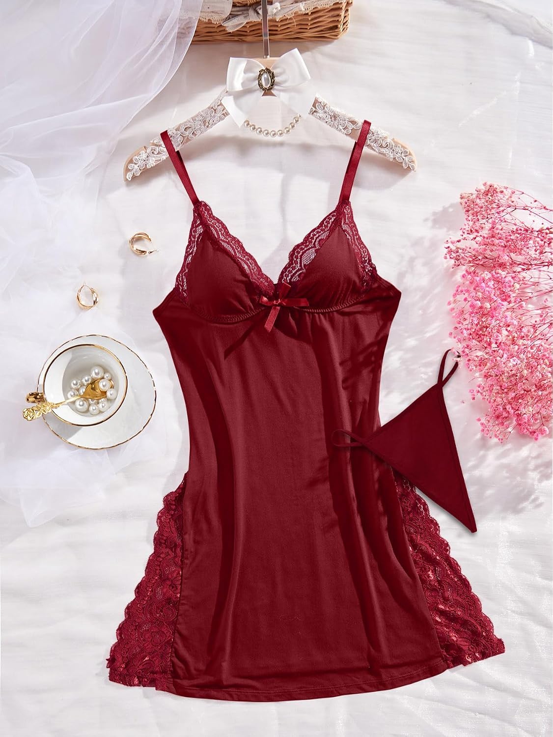 Foxiny Lace Babydoll Nightgown Set Plus Size — image 5
