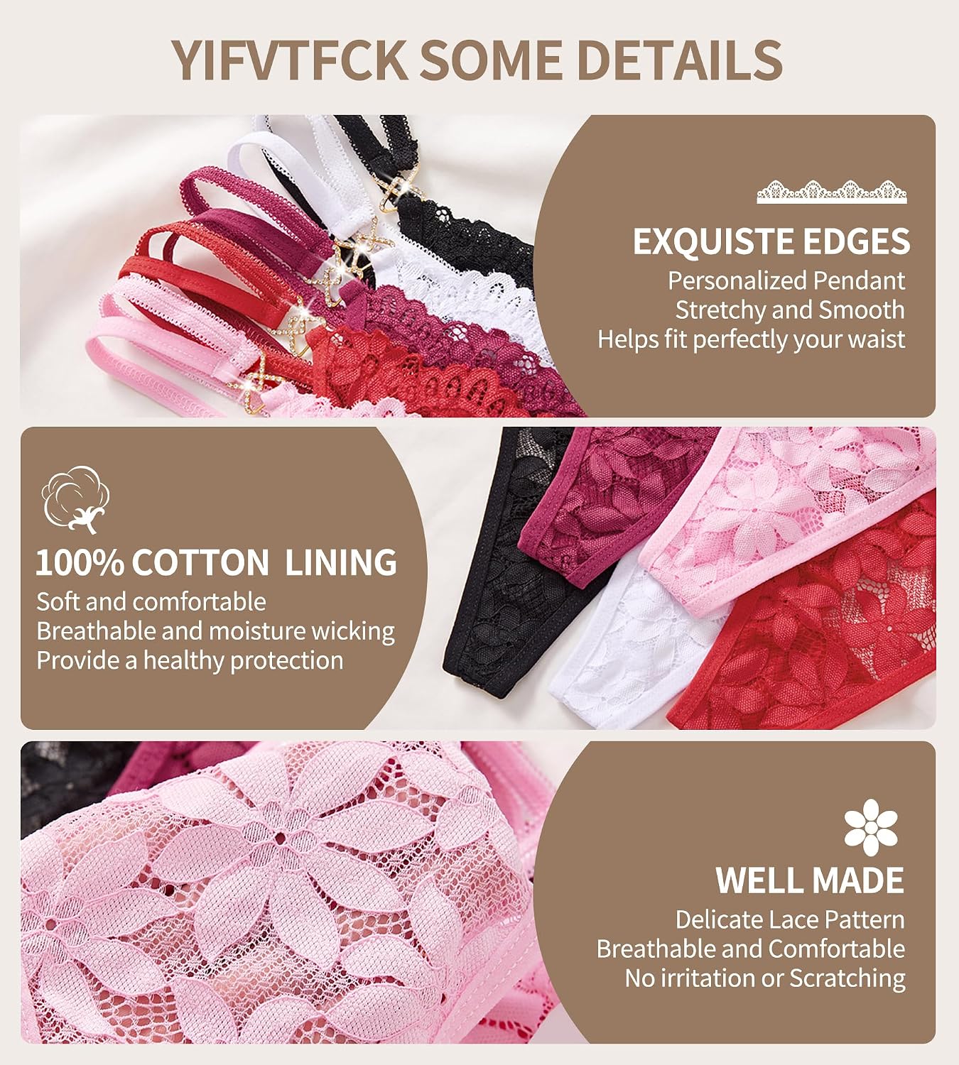 YIFVTFCK Women's Lace T-Back G-String Thong — image 5