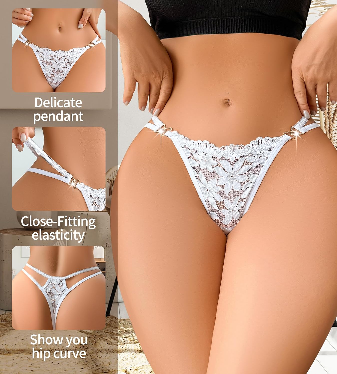 YIFVTFCK Women's Lace T-Back G-String Thong — image 4