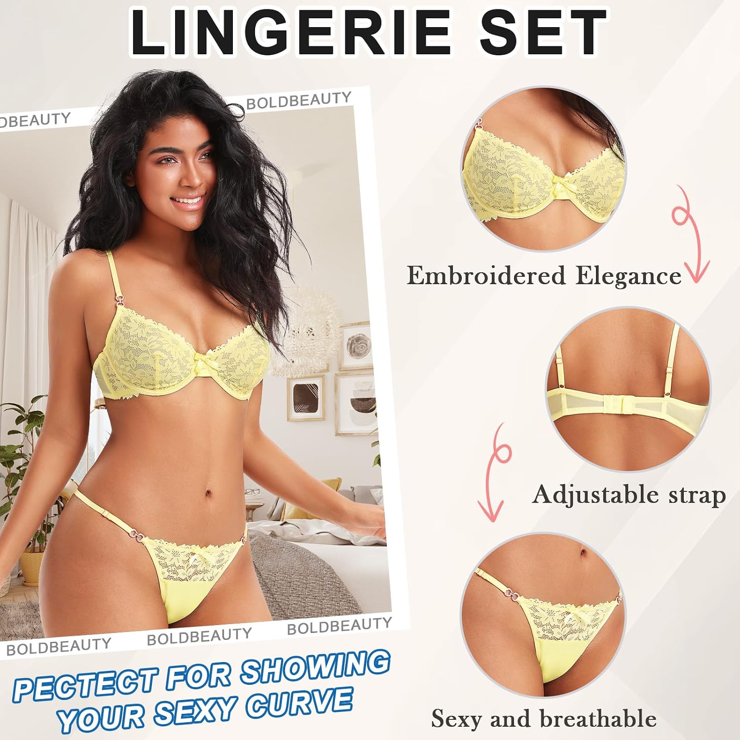BoldBeauty Lace Push Up Bra and Thong Set — image 3