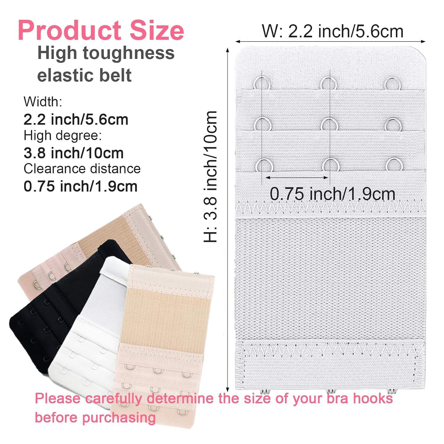 GLRVFUX 3 Hook Bra Extender Strap — image 2